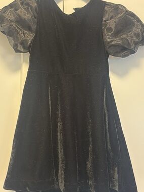 Zara kids girls  Black Velvet Puff-Sleeve Party Dress 6